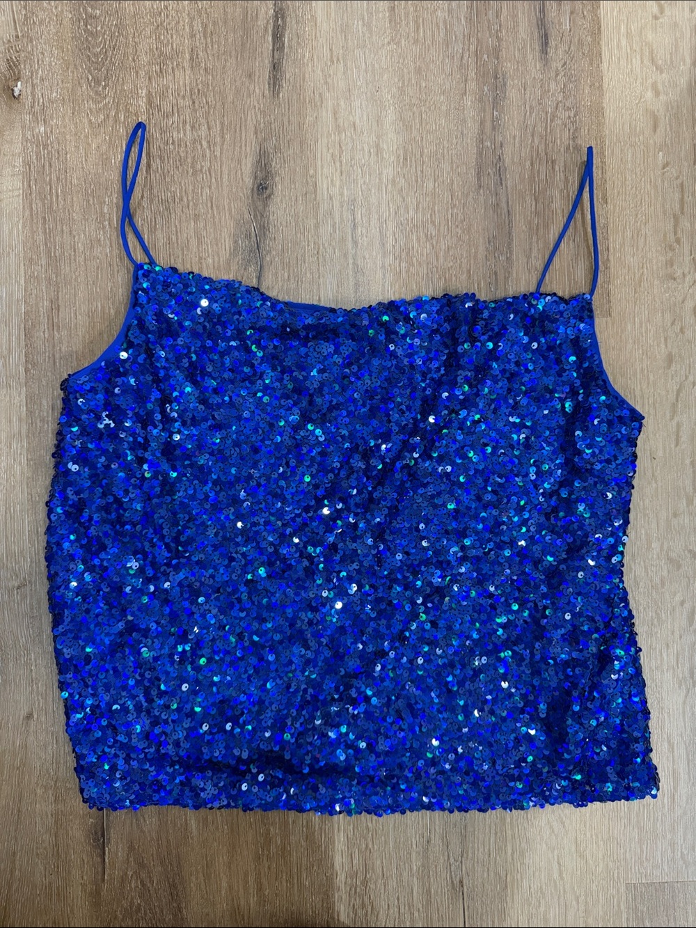 Sachin + Babi Cobalt Blue Sequin Spaghetti Strap Top | Medium NWT